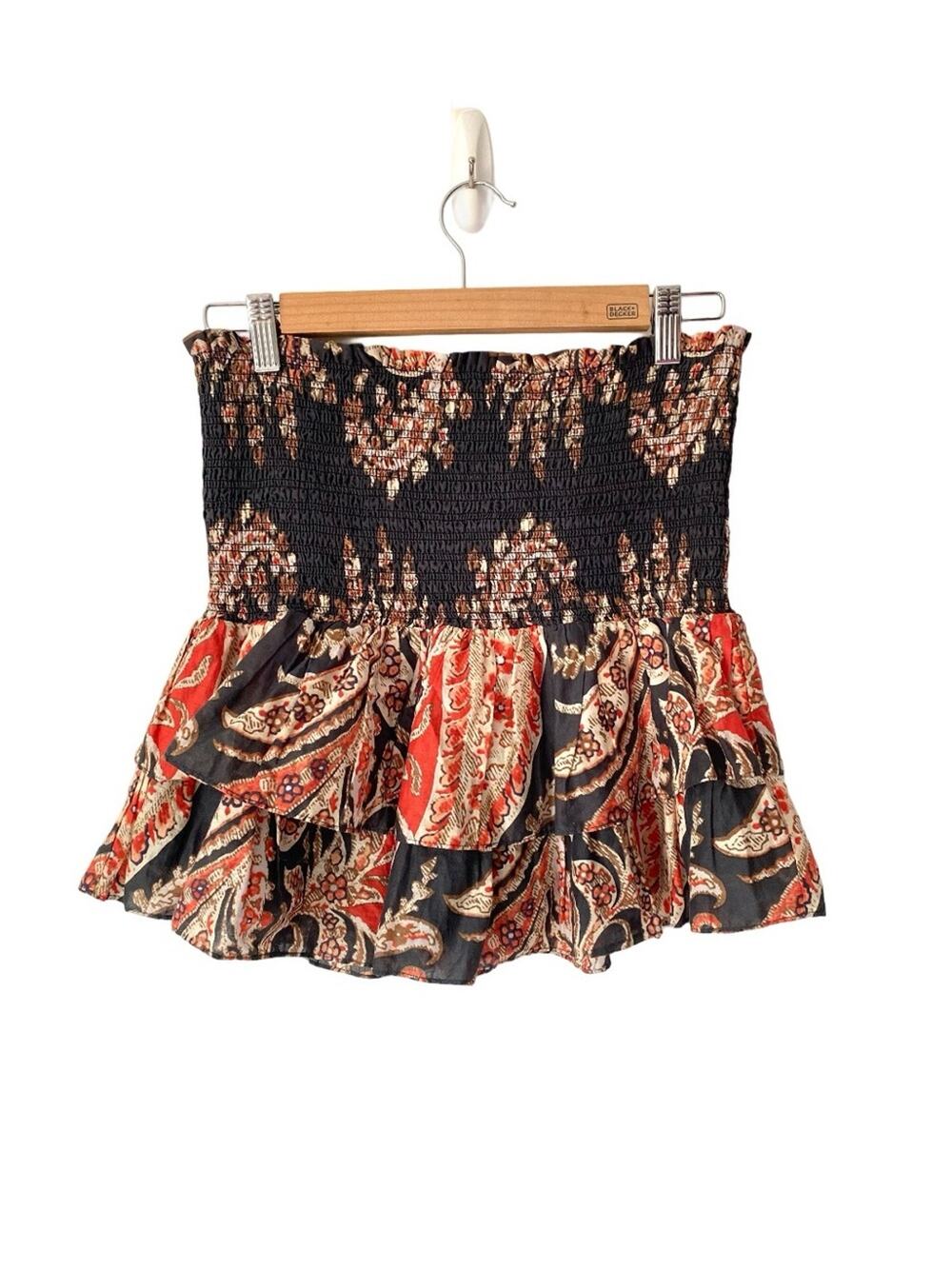 Isabel Marant Etoile Naomi Tiered Smocked Mini Skirt Gray size 40 US large
